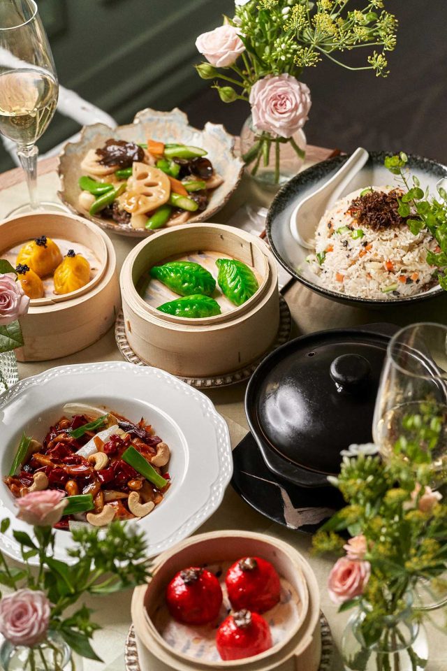 Restaurant Mayfair baskets in bloom Feasting Menu, Indulge in bespoke feasting experience with an array of dim sum baskets followed by choice.